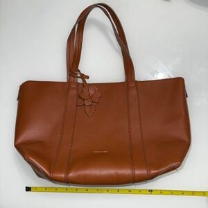 Chic Draper James caramel brown structured tote — classic‎ Southern style